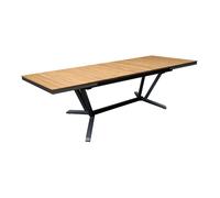 Table de jardin extensible aluminium plateau lames Teck - Vita - L.180/240 x l.100 cm - 8/10 personnes
