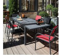 Table de jardin extensible aluminium plateau SPC - Genes - L.160/220 x l.90 cm - 6/8 personnes