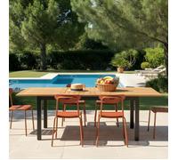 Table de jardin extensible aluminium - Plateau Teck - L.180/260 cm - Madagascar - 10 personnes