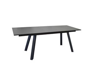Table de jardin extensible aluminium plateau verre texturé - Agra - L.150/200/250 x l.90 cm - 8/10 personnes