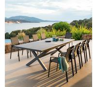 Table de jardin extensible AXIOME Ardoise granitée 10 places - Aluminium traité époxy Hespéride