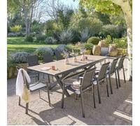 Table de jardin extensible AXIOME Effet bois Noix Graphite 10 places - Aluminium traité époxy Hespéride