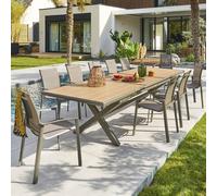 Table de jardin extensible AXIOME Effet bois Honey Praline 12 places - Aluminium traité époxy Hespéride