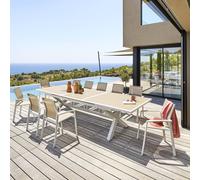 Table de jardin extensible AXIOME Effet bois Lin Blanc 12 places - Aluminium traité époxy Hespéride