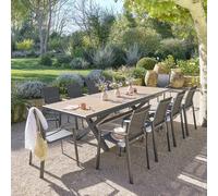 Table de jardin extensible AXIOME Effet bois Noix Graphite 10 places - Aluminium traité époxy Hespéride