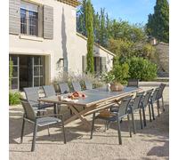 Table de jardin extensible AXIOME Graphite Honey 12 places - Aluminium traité époxy Hespéride