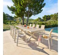 Table de jardin extensible AXIOME Lin Argile 10 places - Aluminium traité époxy Hespéride