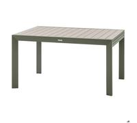 Table de jardin extensible coulissante ""Évasion"" effet bois lin & vert laurier 10 places lates en aluminium - Hespéride