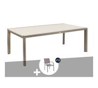 Table De Jardin Extensible En Alu Luzane Argile/Café, Rallonge Relevable + 12 Fauteuils Piazza - 12 Places - Hespéride Multicolore
