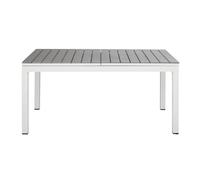 Table de jardin extensible en aluminium imitation bois gris clair et blanc 6/8 personnes L160/220 160x77x90cm Blanc