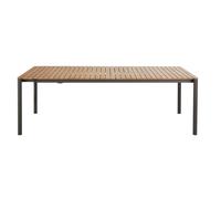 Table de jardin extensible en bois de teck et aluminium gris anthracite 12/14 personnes L230/330 227x75x96cm Marron