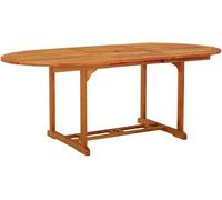 Table de jardin extensible en bois d'eucalyptus massif, dimensions de 150 à 200 x 100 x 75 cm, finition à l'huile, avec trou pour parasol, idéale pour les repas en extérieur sur terrasse