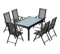 Table de jardin extensible et 6 fauteuils en alu et toile PVC BRESCIA CONCEPT USINE Gris G