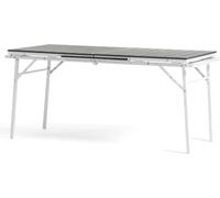 Table de jardin extensible et pliable 166-214 cm en acier et polyéthylène imitation bois - pratique, robuste et peu encombrante pour le jardin, la terrasse et la véranda - TOBIA