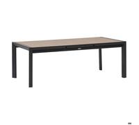 Table de jardin extensible ""Évasion"" effet bois honey & graphite 10 places en aluminium - Hespéride