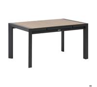 Table de jardin extensible ""Évasion"" effet bois honey & graphite 8 places lates en aluminium - Hespéride