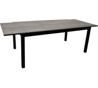 Table de jardin extensible FARO XL, 180/240 x 100 cm, aluminium anthracite + plateau en verre imitation céramique gris clair, pour extérieur