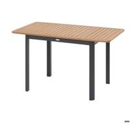 Table de jardin extensible ""Folya"" en aluminium lin et argile traité époxy 4 places - Hespéride