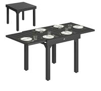 Table de jardin extensible - Outsunny - 4 à 6 personnes - plateau à lattes, pieds en acier - aluminium - 160/80 x 80 x 75 cm - noir
