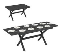 Table de jardin extensible - Outsunny - plateau aluminium effet bois 8-10 personnes - 214x85x73cm - gris anthracite