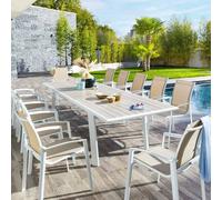 Table de jardin extensible PAVANE Lin Blanc 12 places - Aluminium traité époxy Hespéride