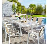 Table de jardin extensible PAVANE Lin Blanc 12 places - Aluminium traité époxy Hespéride
