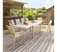 Table de jardin extensible PIAZZA Argile 10 places - Aluminium traité époxy Hespéride