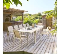 Table de jardin extensible ""Piazza"" argile 12 places en aluminium traité en epoxy - Hespéride