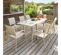 Table de jardin extensible PIAZZA Argile 8 places - Aluminium traité époxy Hespéride