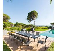 Table de jardin extensible PIAZZA Graphite 12 places - Aluminium traité époxy Hespéride