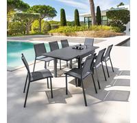 Table de jardin extensible PIAZZA Graphite 8 places - Aluminium traité époxy Hespéride