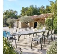 Table de jardin extensible PULPY Vert laurier Gris granite 12 places - Aluminium traité époxy, Verre revêtement céramique Hespéride