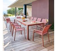 Table de jardin extensible rectangulaire EVASION Effet bois Honey / Acajou 10 places - Aluminium traité époxy Hespéride
