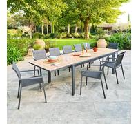 Table De Jardin Rectangulaire Extensible Rallonge Coulissante Alu Evasion Effet Bois Honey Graphite- 10/12 Places - Hespéride Multicolore