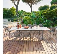 Table de jardin extensible rectangulaire LUZANE Argile / Café 12 places - Aluminium Hespéride