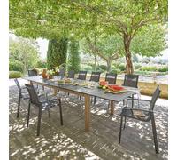 Table de jardin extensible rectangulaire MICEIRA Graphite Honey 14 places - Aluminium traité époxy Hespéride