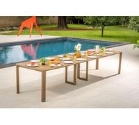 Table de jardin extensible - Roko - teck naturel - 3,72 m - 6 rallonges - 2 à 14 personnes