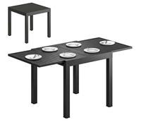 Table de jardin extensible - table extérieur - Outsunny - 4-6 personnes avec rallonge auto-stockée - aluminium - 80-160x80cm - noir