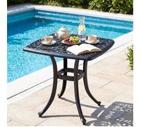 Table de Jardin Extérieur COSTWAY en Aluminium Moulé, Table Carrée avec Trou pour Parasol Intégré,pour Patio Bistrot Véranda Balcon