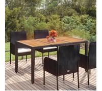 Table de jardin - FAMIROSA - 150x90x75 cm - Bois d'acacia - Résine tressée - Acier enduit de poudre