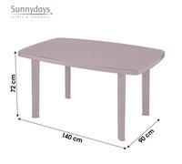 Table de jardin ""Faro"" - Taupe - L 140 x l 90 x H 72 cm
