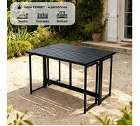 Table de jardin - FERRET - Pliante - Métal - Noir - 98 x 80 x 72 cm - 4 personnes