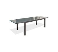 DCB Garden Table de jardin Tolede Aluminium plateau verre Anthracite 200/300x100 cm 12 places