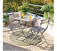 Hespéride Table de jardin pliante Greensboro – Carrée 2 places Acier époxy antirouille – Café