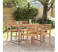 vidaXL Table de jardin Gris 140 x 80 x 75 cm Bois massif d'acacia