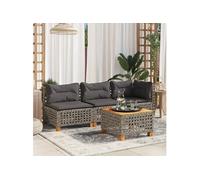 vidaXL Table de jardin Gris 55x55x36 cm Poly rotin Acacia
