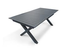 Table de jardin - Gris anthracite - Aluminium - 10 places - 180/240 x 100 cm - Floride