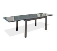 Table de jardin 10 places en aluminium et plateau verre