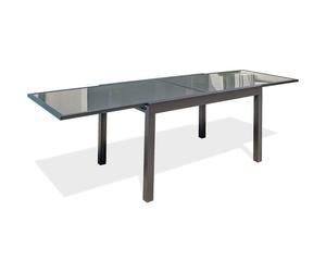 Table de jardin - Gris anthracite - Aluminium / plateau en verre - 135/270 x 90 cm - Tolede