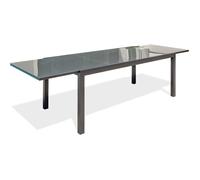DCB Garden Table de jardin Tolede Aluminium plateau verre Anthracite 200/300x100 cm 12 places